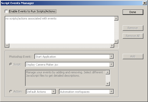 Introduction to Scripts and Actions Events Manager in Photoshop CS2