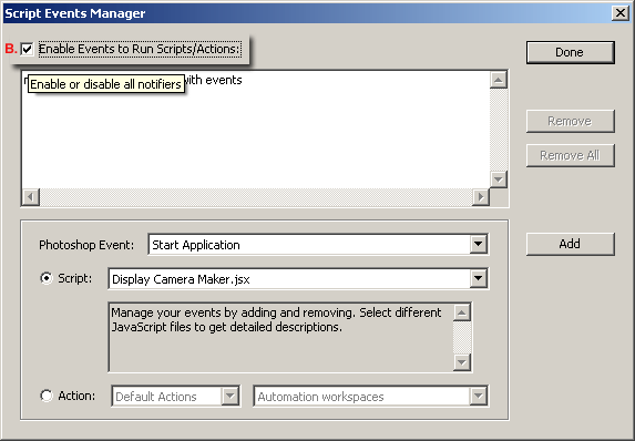 Introduction to Scripts and Actions Events Manager in Photoshop CS2