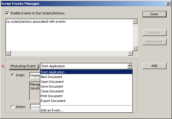 Introduction to Scripts and Actions Events Manager in Photoshop CS2